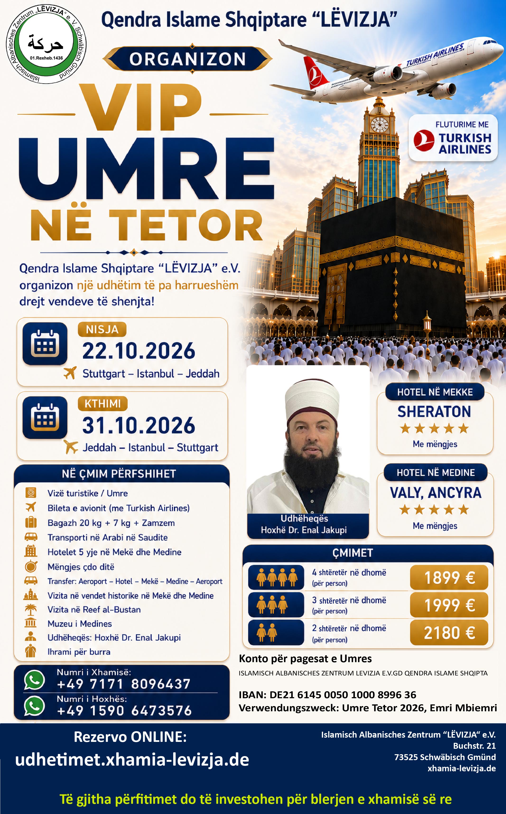 VIP Umre Tetor 2026 — Qendra Islame Shqiptare LËVIZJA